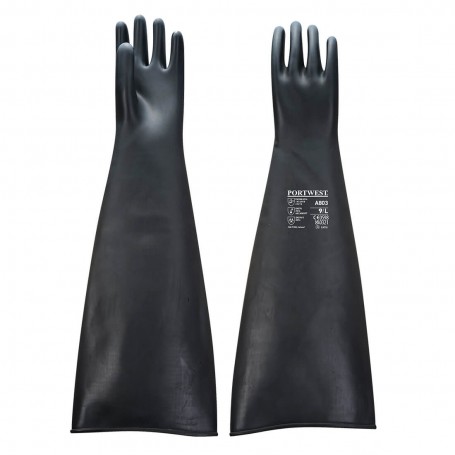 Portwest A803 | Gant Chimique en Latex Lourd Noir 60cm