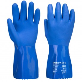 Portwest A881 | Gant Chimique en PVC Épais Bleu 30cm
