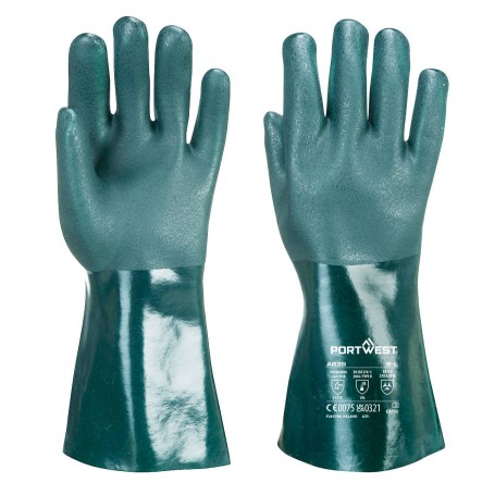 Portwest A835 | Gant Chimique en PVC Épais Vert 35cm